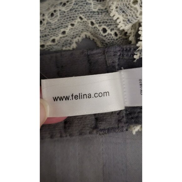 Felina XL Lace Racerback Bralette In Gray & Cream - Picture 4 of 6